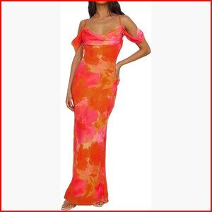 Floral Maxi Dress Bodycon Backless Formal Wedding Guest Summer